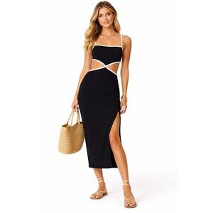 LSPACE Libra Dress in Black & Cream Summer Beach Vacation Medium